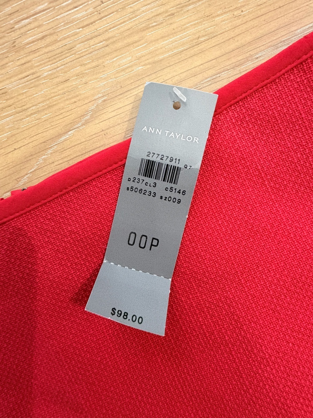 NEW Ann Taylor Red Pencil Skirt with Fringe Hem - Picture 2 of 6